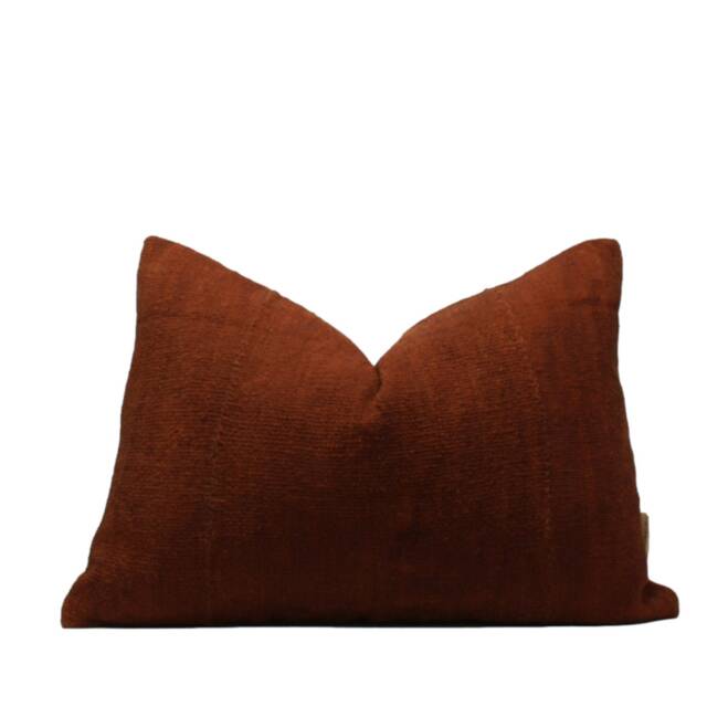 Rust Mud Cloth Pillow Cover - African Ethnic Boho Farmhouse Decor - image 1