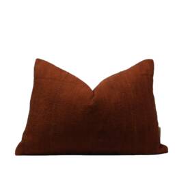 Rust Mud Cloth Pillow Cover - African Ethnic Boho Farmhouse Decor - thumbnail 1