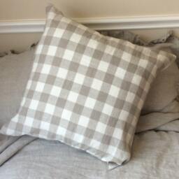 Natural Linen Flax Euro Sham Cover, Accented Pillow Covers, 12x16, 16x16, 18x18, 20x20, 24x24, 26x26, 28x28, 80+Colors - thumbnail 4