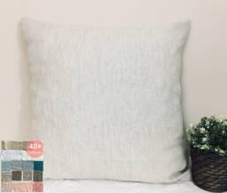 Natural Linen Flax Euro Sham Cover, Accented Pillow Covers, 12x16, 16x16, 18x18, 20x20, 24x24, 26x26, 28x28, 80+Colors - thumbnail 1