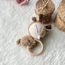 Crochet Rattle, Cute Fawn Baby Shower Gift, Christening Toy, Girl, New Mom Gift - thumbnail 2