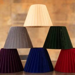 Pleated Beige Lampshade E14, E27, Clip, Lamp Shade For Table Lamp, Sconce, Velvet - thumbnail 4