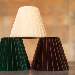 Pleated Beige Lampshade E14, E27, Clip, Lamp Shade For Table Lamp, Sconce, Velvet - thumbnail 2