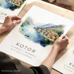 Kotor Montenegro Travel Poster, Prints, Bay Of Kotor, Gifts, Wall Decor - thumbnail 1