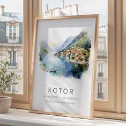 Kotor Montenegro Travel Poster, Prints, Bay Of Kotor, Gifts, Wall Decor - thumbnail 3