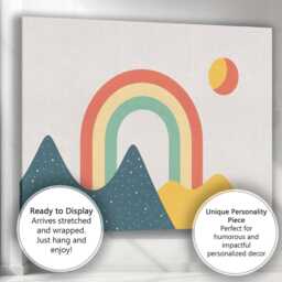 Scandinavian Rainbow Hills Minimalist Landscape Canvas Wall Art Print Decor Picture Ready To Hang - thumbnail 3