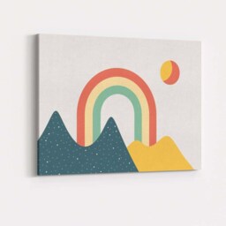 Scandinavian Rainbow Hills Minimalist Landscape Canvas Wall Art Print Decor Picture Ready To Hang - thumbnail 4