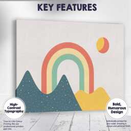 Scandinavian Rainbow Hills Minimalist Landscape Canvas Wall Art Print Decor Picture Ready To Hang - thumbnail 1
