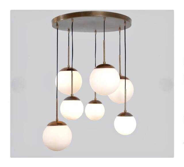 Cascading Glass Globe Chandelier, Mid Century Modern 7-Light Ceiling Lamp - image 1