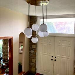 Cascading Glass Globe Chandelier, Mid Century Modern 7-Light Ceiling Lamp - thumbnail 3