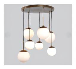 Cascading Glass Globe Chandelier, Mid Century Modern 7-Light Ceiling Lamp