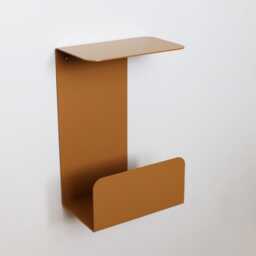 Beige Floating Nightstand, Modern Metal Bedside Shelf, Wall Mounted Brown Floating Side Table - thumbnail 3