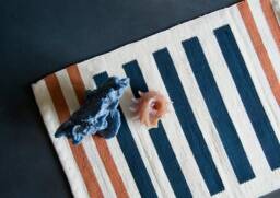 Bathroom Bath Mat Rug - Trendy Aesthetic Cute Bathmat Runner Blue Orange Soft Cotton Machine Washable Shower Tub Sink Holiday Sale