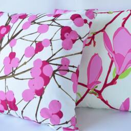 Handmade Marimekko Pillow Cover Pink Magnolia Floral, 16 - thumbnail 3