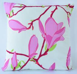 Handmade Marimekko Pillow Cover Pink Magnolia Floral, 16 - thumbnail 1