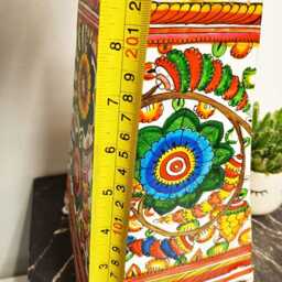 Hand-Painted Floral Leather Lampshade Boho Tribal Art Lighting - thumbnail 4