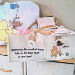 Personalised Pooh Bear Friend Blanket Cushion, Baby Comforter With Romper & Nappy Cuddy - thumbnail 4