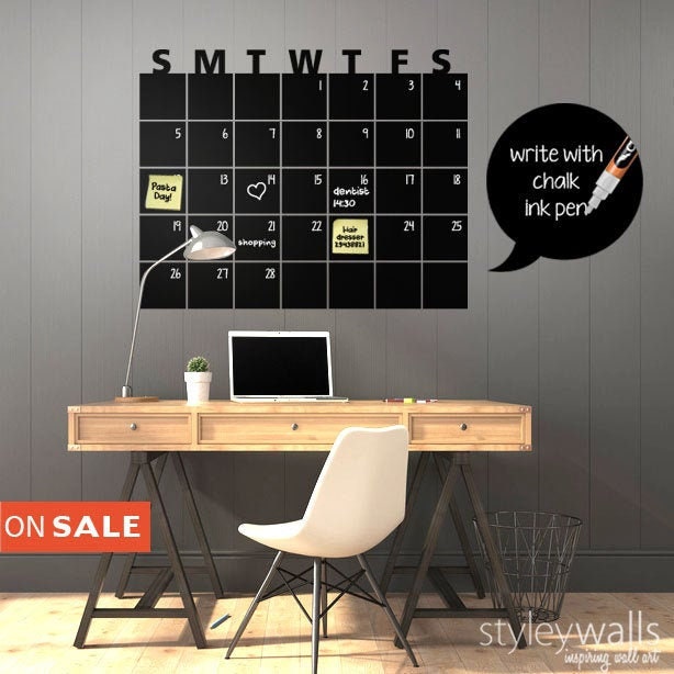 Chalkboard Calendar Wall Decal, Chalk Board Vinyl Decal Gift Decals Stickers