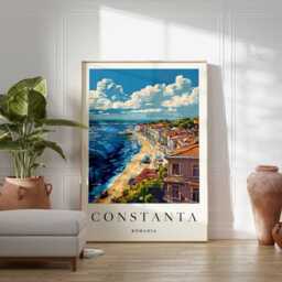 Constanta Romania Travel Poster Black Sea Coastal Art - thumbnail 2
