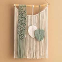 Macrame Leaf Wall Hanging, Headboard D??cor, Housewarming Gift, Natural Color Vintage, Tapestry Mothers Day Gift W32