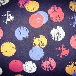 Wool Cushion 30 X 50 cm, Dark Navy, With Colorful Circles, Silk-Screen Printing - thumbnail 2