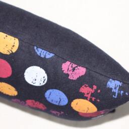 Wool Cushion 30 X 50 cm, Dark Navy, With Colorful Circles, Silk-Screen Printing - thumbnail 3