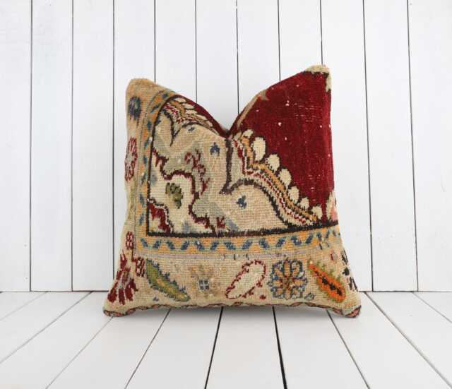 Vintage Turkish Kilim Pillow Cover 20x20 Inch, Handmade Throw - image 1