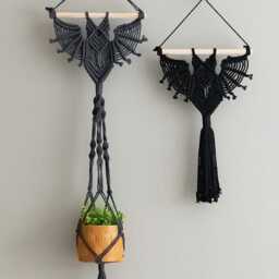 Gothic Bat Decor, Hanging Macrame, Witchy Room Modern Halloween, Dark Wall Art, Plant Holder, Decorations W52