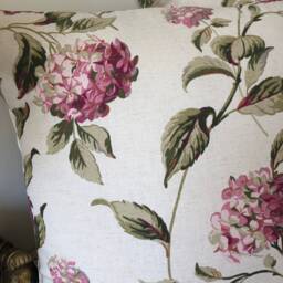 Handmade Reversible Cushion Laura Ashley Hydrangea Pink Floral Fabric - thumbnail 2