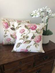 Handmade Reversible Cushion Laura Ashley Hydrangea Pink Floral Fabric - thumbnail 1