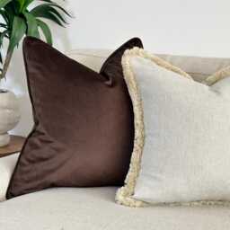 Dark Brown Velvet Cushion - Bespoke, Luxury Throw Pillow - thumbnail 2