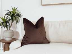 Dark Brown Velvet Cushion - Bespoke, Luxury Throw Pillow - thumbnail 1