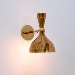Mid Century Italian Brass Perforated Wall Sconce - Modern Light Fixture For Home Decor & Illumination - thumbnail 3