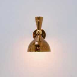 Mid Century Italian Brass Perforated Wall Sconce - Modern Light Fixture For Home Decor & Illumination - thumbnail 2