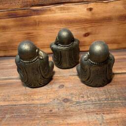 stone Garden Set Of 3 Gold Happy Buddha See Hear Speak No Evil Ornament - thumbnail 3