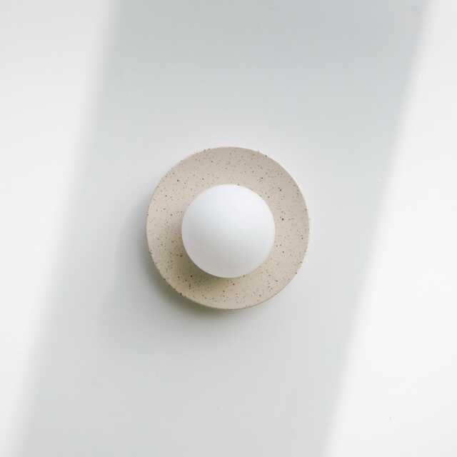 Luna Handmade Ceramic Round Wall Sconce - Speckled White Clay Light For Natural Interiors - image 1