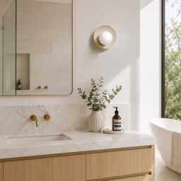 Luna Handmade Ceramic Round Wall Sconce - Speckled White Clay Light For Natural Interiors - thumbnail 2