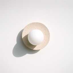 Luna Handmade Ceramic Round Wall Sconce - Speckled White Clay Light For Natural Interiors - thumbnail 3