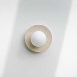 Luna Handmade Ceramic Round Wall Sconce - Speckled White Clay Light For Natural Interiors - thumbnail 1