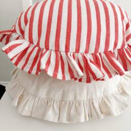 Bohemian Striped Linen Pillow Cover Circle Frill Edge Cushion - thumbnail 2