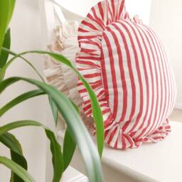 Bohemian Striped Linen Pillow Cover Circle Frill Edge Cushion - thumbnail 3