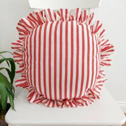 Bohemian Striped Linen Pillow Cover Circle Frill Edge Cushion - thumbnail 1