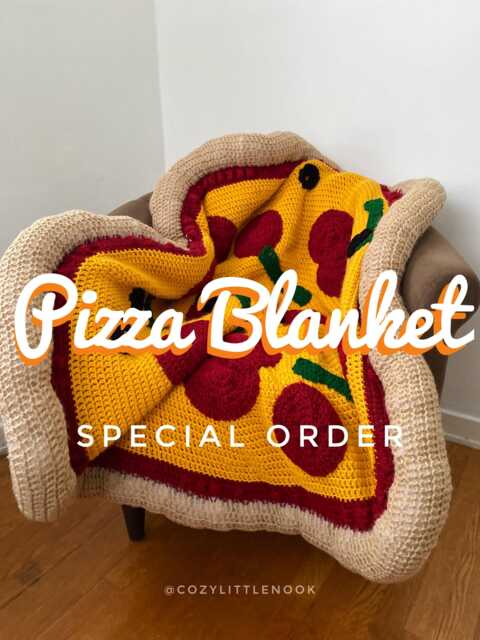 Crochet Pizza Blanket Personal Pan Personalized Handmade Foodie Gift - image 1