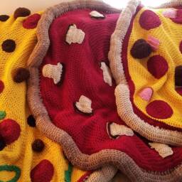 Crochet Pizza Blanket Personal Pan Personalized Handmade Foodie Gift - thumbnail 2
