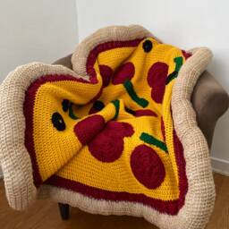 Crochet Pizza Blanket Personal Pan Personalized Handmade Foodie Gift - thumbnail 3