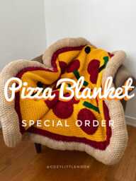 Crochet Pizza Blanket Personal Pan Personalized Handmade Foodie Gift - thumbnail 1