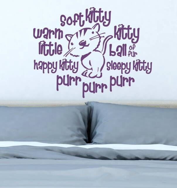 Soft Kitty Vinyl Wall Decal Geek Nursery & Living Room Decor - image 1
