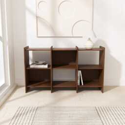 Modern Plywood Storage Cabinet & Display Shelf Open Bookshelf, Sideboard Console, Birch Vinyl Record & Turntable Stand - thumbnail 3