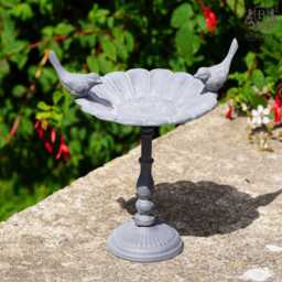 Cast Iron Bird Bath Lead Finish -Feeder Garden Ornament Metal Decoration Outdoor - thumbnail 1