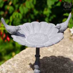 Cast Iron Bird Bath Lead Finish -Feeder Garden Ornament Metal Decoration Outdoor - thumbnail 2